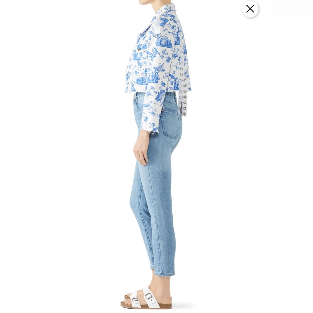 For Love & Lemons Delphine Cropped Denim Jacket | Toile Print | Cottagecore Chic - Picture 3 of 9